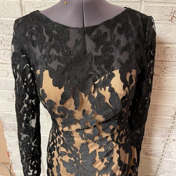 MILANO Black Lace Full Length Cocktail Formal Dress  8 #E1883 - Picture 4 of 15